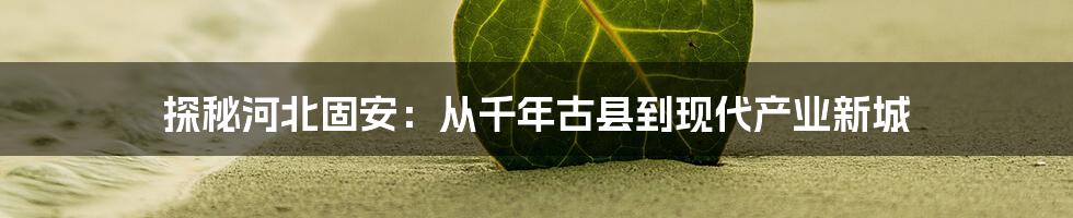 探秘河北固安:从千年古县到现代产业新城