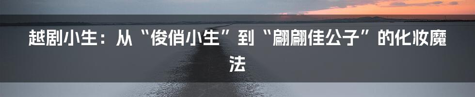 越剧小生:从“俊俏小生”到“翩翩佳公子”的化妆魔法