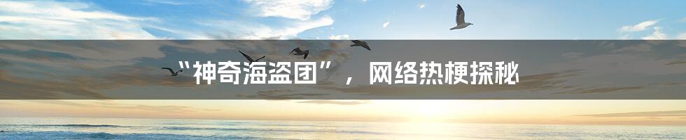 “神奇海盗团”,网络热梗探秘