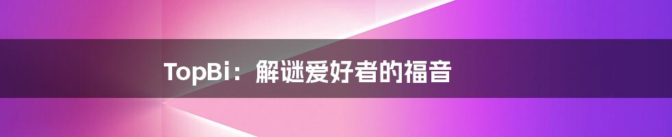TopBi：解谜爱好者的福音