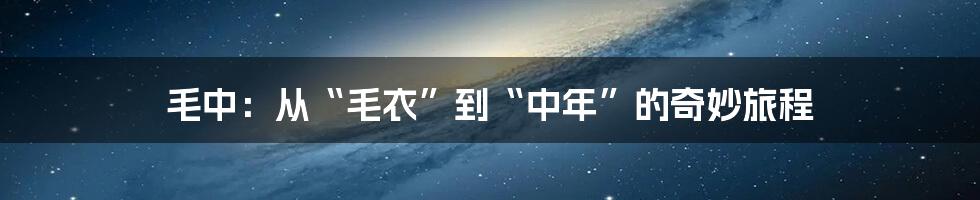 毛中：从“毛衣”到“中年”的奇妙旅程