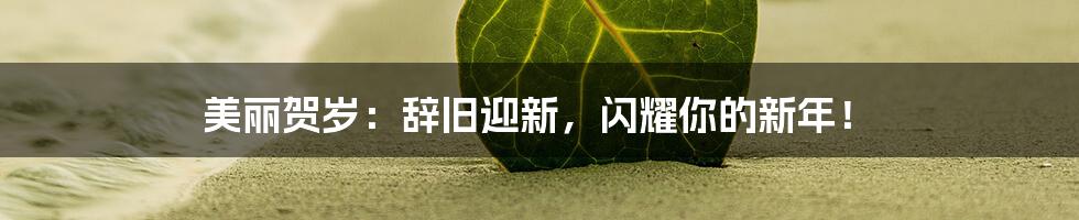 美丽贺岁:辞旧迎新,闪耀你的新年!