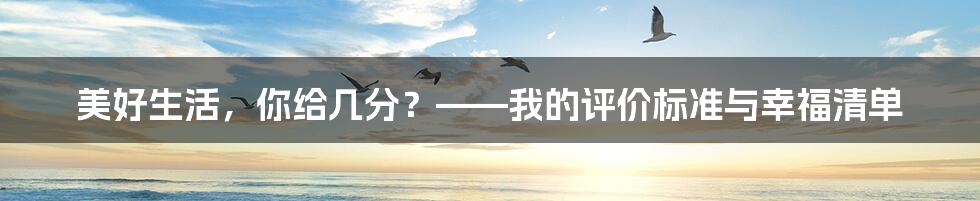 美好生活,你给几分?——我的评价标准与幸福清单