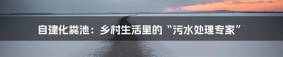 自建化粪池:乡村生活里的“污水处理专家”