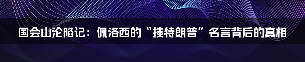 国会山沦陷记:佩洛西的“揍特朗普”名言背后的真相