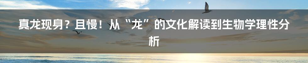 真龙现身？且慢！从“龙”的文化解读到生物学理性分析