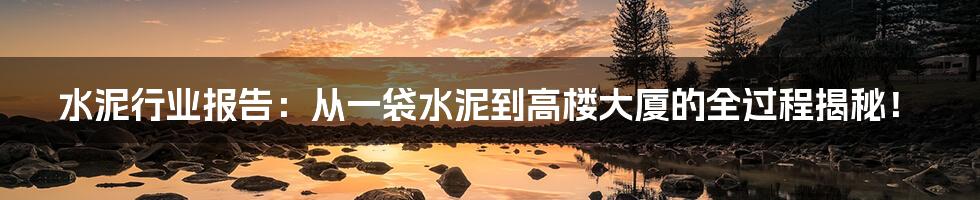 水泥行业报告:从一袋水泥到高楼大厦的全过程揭秘!