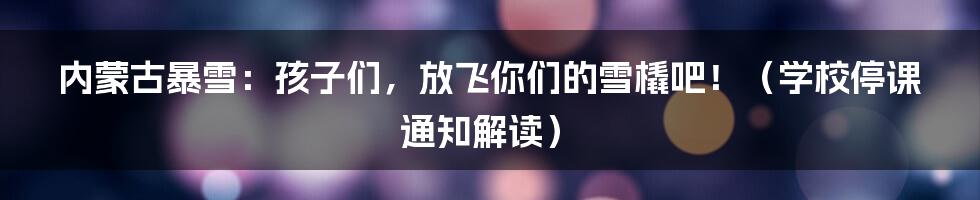 内蒙古暴雪:孩子们,放飞你们的雪橇吧!(学校停课通知解读)