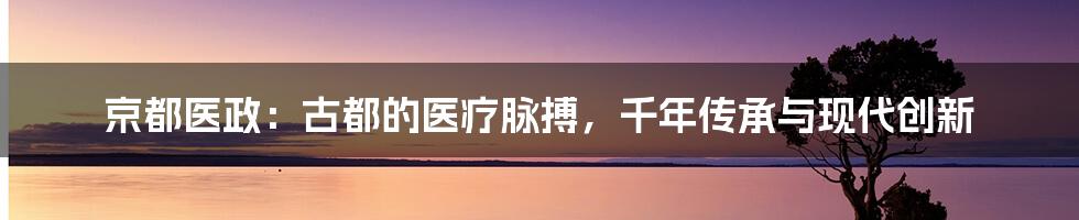 京都医政:古都的医疗脉搏,千年传承与现代创新