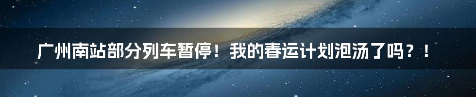 广州南站部分列车暂停!我的春运计划泡汤了吗?!