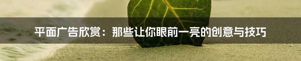 平面广告欣赏:那些让你眼前一亮的创意与技巧