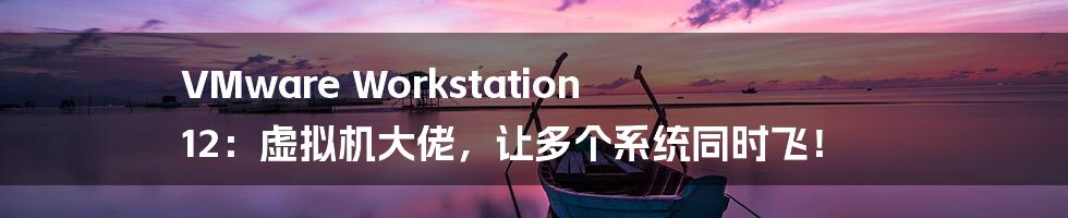 VMware Workstation 12：虚拟机大佬，让多个系统同时飞！