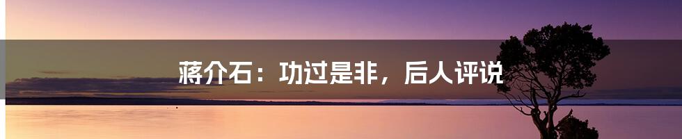 蒋介石:功过是非,后人评说