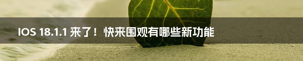 IOS 18.1.1 来了！快来围观有哪些新功能