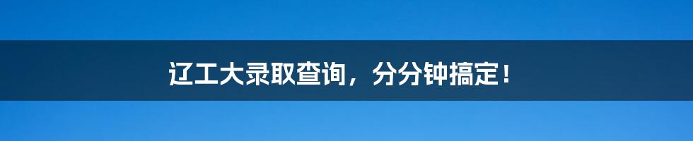 辽工大录取查询,分分钟搞定!