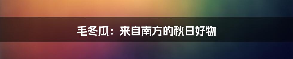 毛冬瓜:来自南方的秋日好物