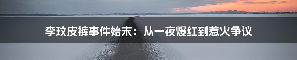 李玟皮裤事件始末:从一夜爆红到惹火争议