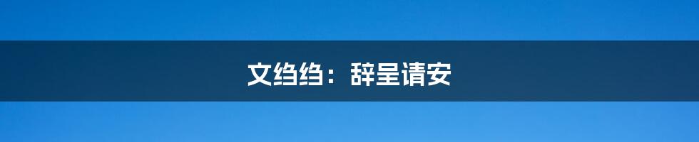 文绉绉:辞呈请安