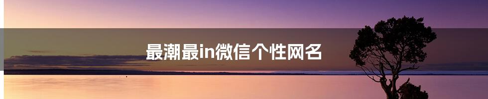 最潮最in微信个性网名