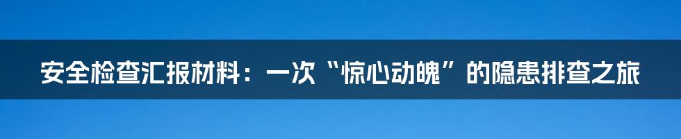 安全检查汇报材料:一次“惊心动魄”的隐患排查之旅
