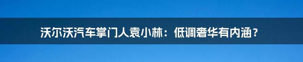 沃尔沃汽车掌门人袁小林:低调奢华有内涵?