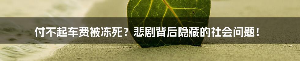 付不起车费被冻死?悲剧背后隐藏的社会问题!