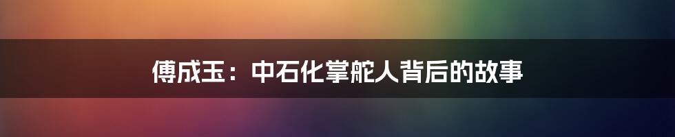 傅成玉:中石化掌舵人背后的故事