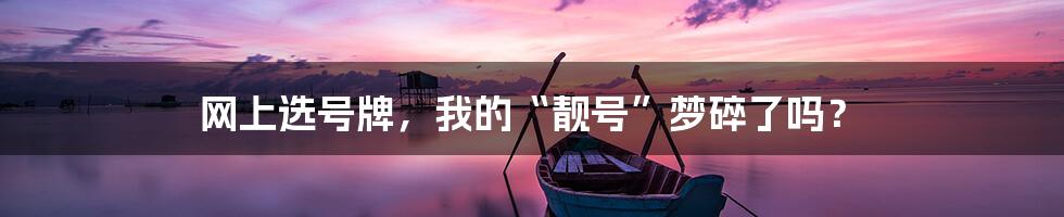 网上选号牌,我的“靓号”梦碎了吗?
