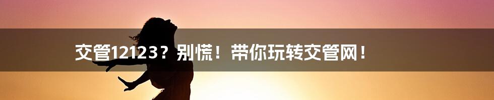交管12123?别慌!带你玩转交管网!