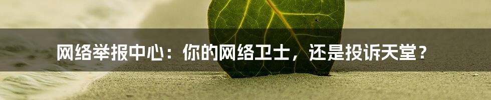 网络举报中心:你的网络卫士,还是投诉天堂?