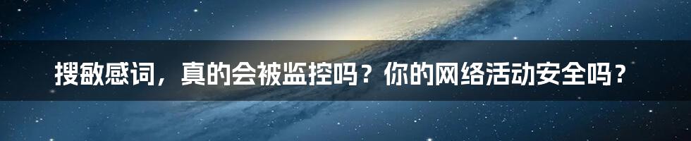 搜敏感词,真的会被监控吗?你的网络活动安全吗?