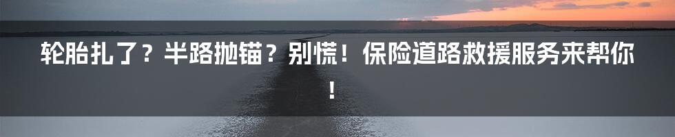 轮胎扎了?半路抛锚?别慌!保险道路救援服务来帮你!