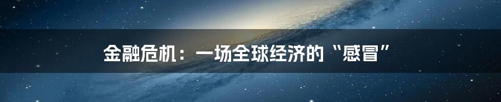 金融危机:一场全球经济的“感冒”