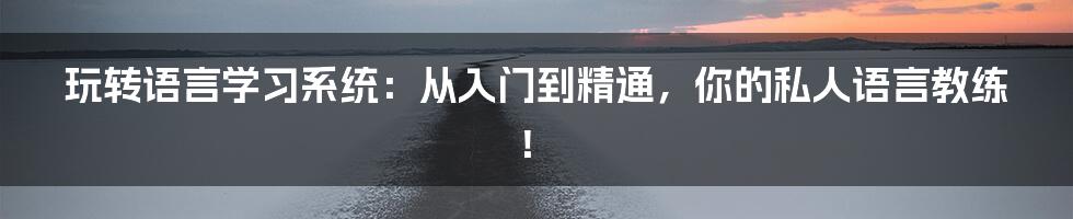 玩转语言学习系统:从入门到精通,你的私人语言教练!