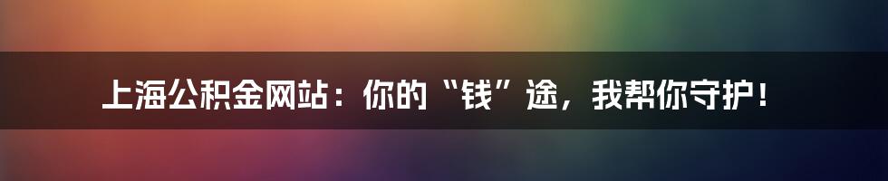 上海公积金网站:你的“钱”途,我帮你守护!