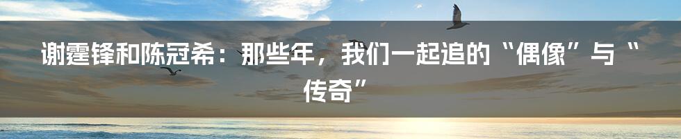谢霆锋和陈冠希:那些年,我们一起追的“偶像”与“传奇”