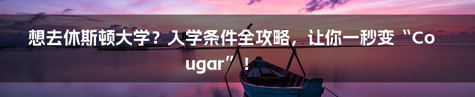 想去休斯顿大学?入学条件全攻略,让你一秒变“Cougar”!