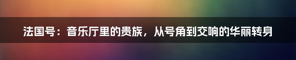 法国号：音乐厅里的贵族，从号角到交响的华丽转身