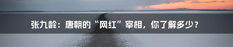 张九龄:唐朝的“网红”宰相,你了解多少?