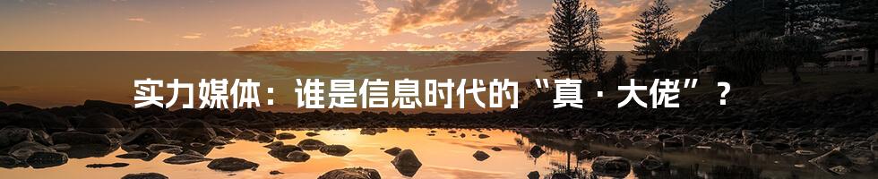 实力媒体：谁是信息时代的“真·大佬”？