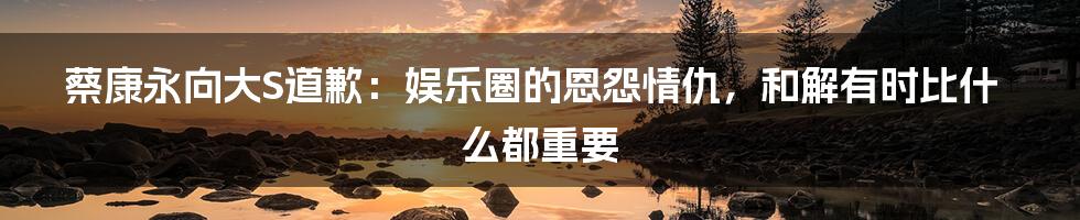 蔡康永向大S道歉:娱乐圈的恩怨情仇,和解有时比什么都重要