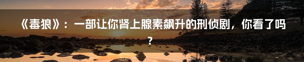 《毒狼》:一部让你肾上腺素飙升的刑侦剧,你看了吗?