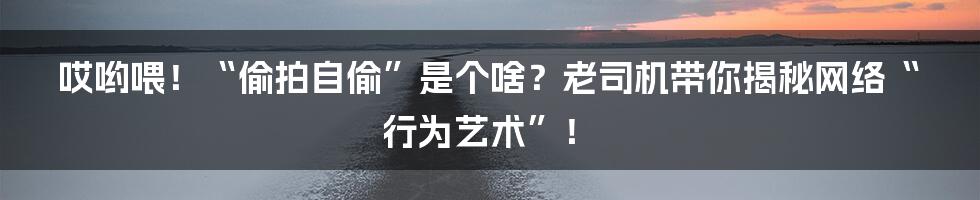 哎哟喂!“偷拍自偷”是个啥?老司机带你揭秘网络“行为艺术”!