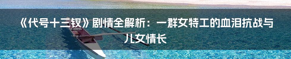 《代号十三钗》剧情全解析:一群女特工的血泪抗战与儿女情长
