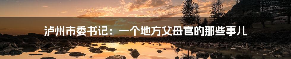 泸州市委书记:一个地方父母官的那些事儿