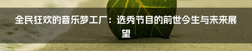 全民狂欢的音乐梦工厂:选秀节目的前世今生与未来展望
