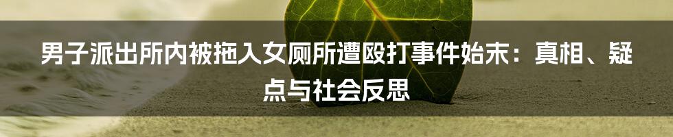 男子派出所内被拖入女厕所遭殴打事件始末:真相、疑点与社会反思