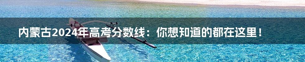 内蒙古2024年高考分数线:你想知道的都在这里!