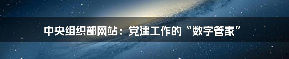 中央组织部网站:党建工作的“数字管家”