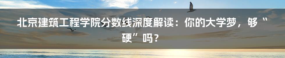 北京建筑工程学院分数线深度解读:你的大学梦,够“硬”吗?